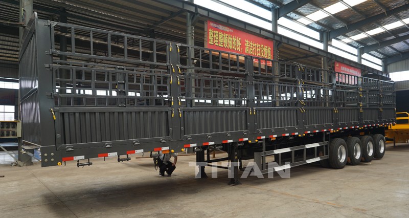 4axles 70 ton side wall fence cargo trailer 
