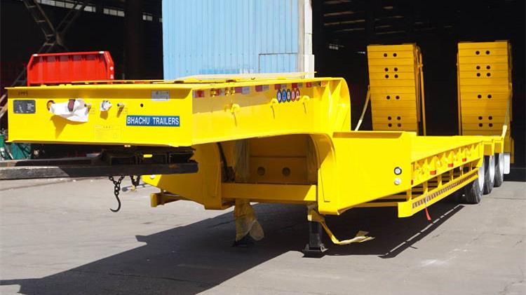 Tri Axle 60 Ton Semi Low Bed Trailer for Sale In Tanzania Dar es salaam - Bhachu Trailers Price