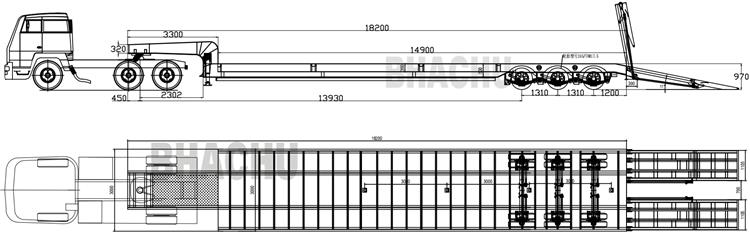 Bhachu 80 Ton Low Bed Truck Trailer with Folding Ladder for Sale In Kenya