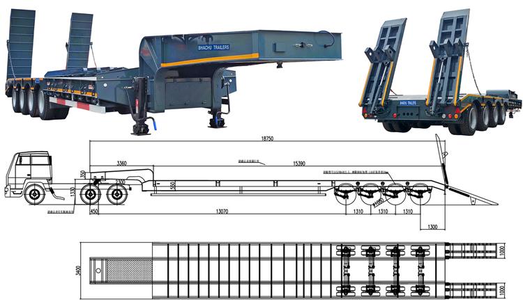 Bhachu 4 Axle 100 Ton Low Bed Trailer for Sale In Tanzania