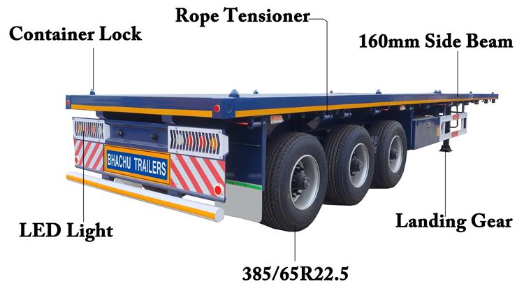 Bhachu 3 Axle Flatbed Trailer with Single Tires for Sale In Tanzania