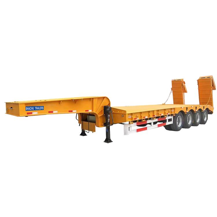 4 Axle Low Bed Trailer with Folding Ramp